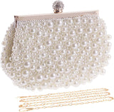 Artificial Pearl Beaded Clutch Evening Bags for Women Formal Bridal Wedding Clutch Purse Prom Cocktail Party Handbags