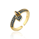 Colourful Cubic Zirconia Pave Setting Wedding Jewelry  Trendy Gold Color Heart Charm Finger Ring For Women