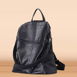 Leather women's bag  new leather shoulder bag large-capacity school bag college style backpack European and American retro bag