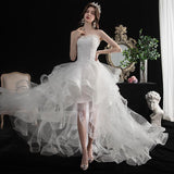 Vestido De Noiva  New Front Short Long Back Strapless Wedding Dress Sweet Bride Dress With Train Custom Made Wedding Gown