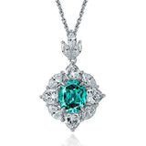 Vintage 925 Sterling Silver 10*12MM Created Moissanite Paraiba Tourmaline Gemstone Pendant Necklace Fine Jewelry Gift