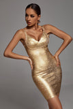 Maryam Metallic Gold Cocktail Dress