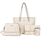 Women Fashion Synthetic Leather Handbags Tote Bag Shoulder Bag Top Handle Satchel Purse Set 4pcs