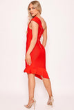 Pepto - Red One Shoulder Fishtail Bandage Dress