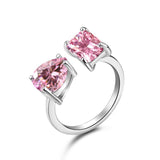 925 Sterling Silver Created Moissanite Pink Sapphire Gemstone Wedding Band Open Ring For Women Fine Jewelry Wholesale