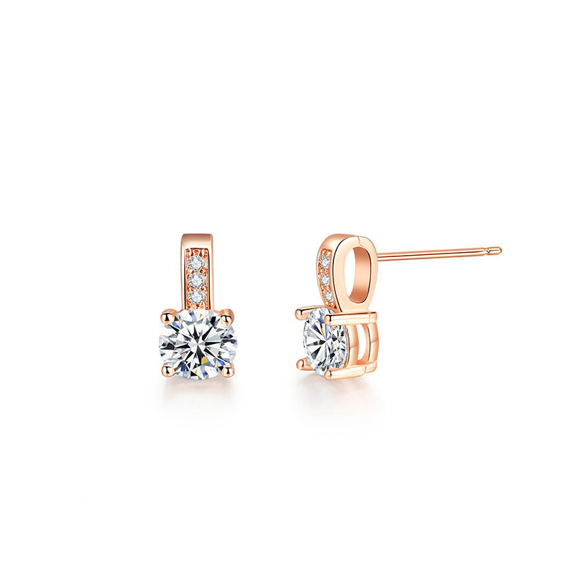 New exclamation mark earrings round Moissanite Diamond  earrings silver rose gold