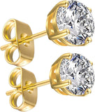 18K White Gold Plated Hypoallergenic CZ Studs Earrings, 925 Sterling Silver Cubic Zirconia Earrings, Simulated Diamond Stud Earrings Jewellery for Her Women
