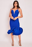 Ivy - Royal Blue  Plunge Extreme Fishtail Bandage Dress