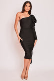 Mariella - Black One Shoulder Bandage Midi Dress