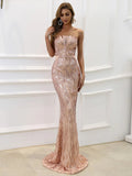 Mesh Insert Glitter Fishtail Hem Sequin Gold Maxi Prom Dress M01503