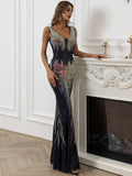 Mermaid Hem Sequins Maxi Multicolor Dress M01485