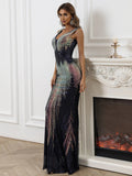 Mermaid Hem Sequins Maxi Multicolor Dress M01485