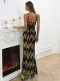 Side Split Sequins Sleeveless Maxi Prom Multicolor Dress M01510