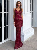Mermaid Hem Sequin Gold Maxi Prom Dress M01737