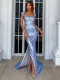 Off Shoulder Split Maxi Sequins Prom Dress M01748