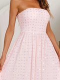 Zip Back Sequin Tube Pink Maxi Prom Dress XJ257