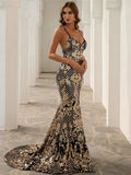 Baroque Lace Up Back Sequins Maxi Prom Dress M01086