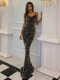 Formal Mermaid Hem Sequin Evening Dress M0623