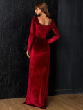 Wrap Sweatheart Bodycon Velvet Prom Dress M01098
