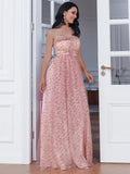 Backless Off the Shoulder Print Maxi Tulle Prom Dress XJ649