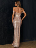 Strapless A-Line Sequin Prom Dress XJ487