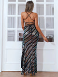 Formal Sleeveless Multicolor Maxi Sequin Dress XH1460