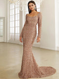 Sweetheart Neck Floor Length Sequin Formal Dress XJ429