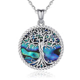 Tree of Life Necklace, 925 Sterling Silver Abalone Shell Family Tree of Life Pendant, Personalized Silver Jewellery for Women, Special Gifts for Mum/ Girlfriend/ Wife