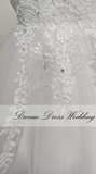 Tulle Deep V-Neck Sleeveless Princess Wedding Dresses Puffy Beads Appliques Bridal Dresses Ball Gown Vestidos De Novia
