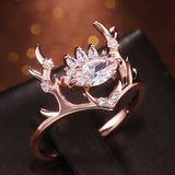 Rose Gold Color Elk Shape Women Rings Fashion Newly-designed Jewelry Anniversary Christmas Present New Year Gift for Girl