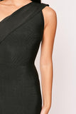 Pepto - Black One Shoulder Fishtail Bandage Dress