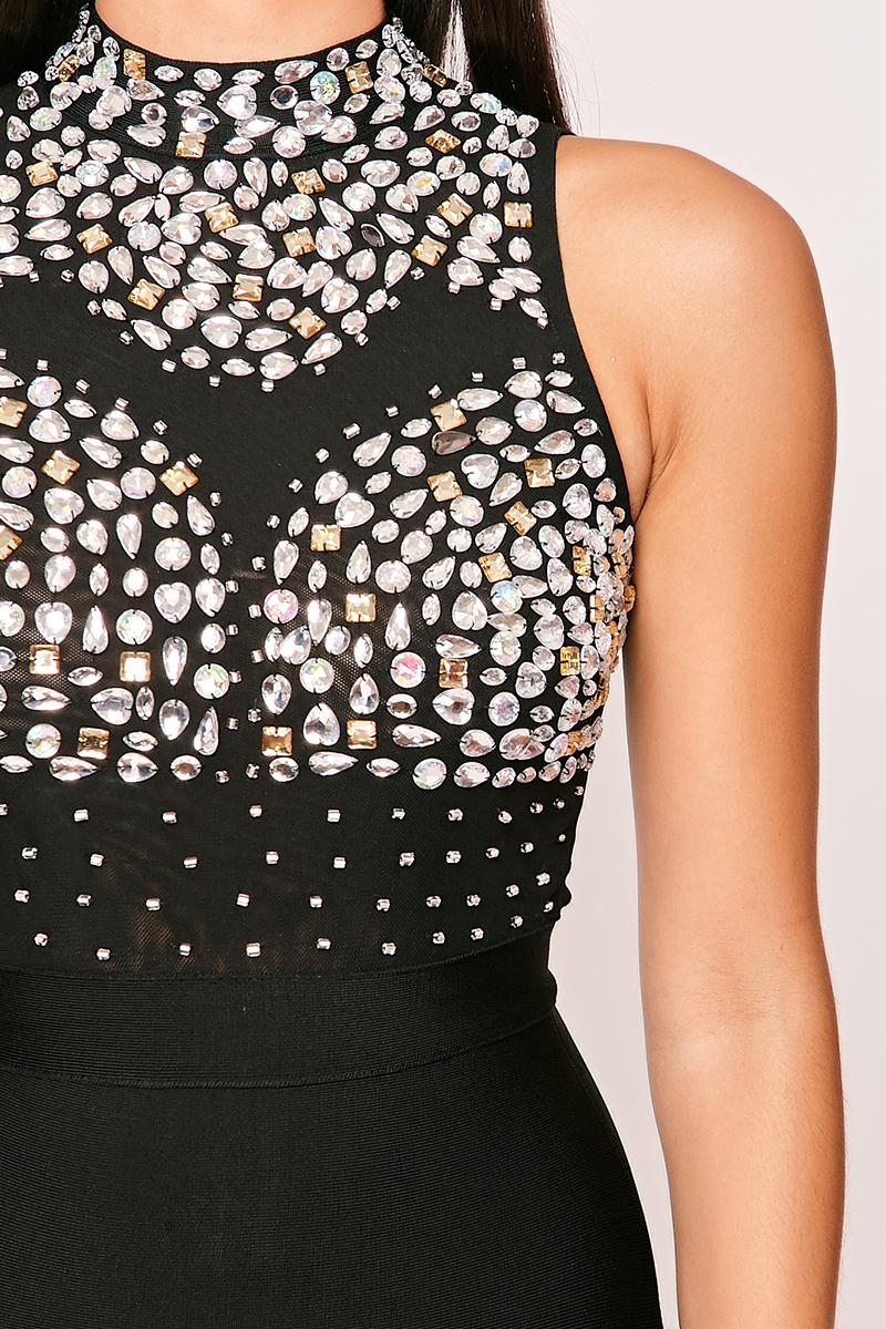 Manhattan - Black Jewel Embellished Bandage Dress