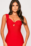 Radley - Red One Shoulder Twist Front Bandage Midi Dress