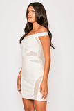 Montreal - White Bandage & Mesh Off The Shoulder Dress
