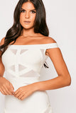 Montreal - White Bandage & Mesh Off The Shoulder Dress