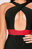 Los Angeles - Black & Red Key Hole Cut Bandage Dress