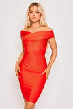 Emilea - Red Off The Shoulder Bandage Dress
