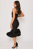 Ivy - Black Plunge Extreme Fishtail Bandage Dress