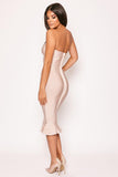 Pennie - Nude Strapless Fishtail Bandage Midi Dress