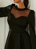 High Neck Bishop Sleeve Elegant Black Prom Dress XH2177