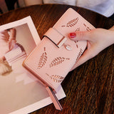 New  Women's Wallet Long Fashion Clutch Hollow Leaf Zipper Buckle Wallet Women's Bag