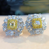 Exquisite Lab Diamond Custom Earrings Women Silver Color Ear Studs Snowflake Delicate Details Wedding Crystal Jewelry