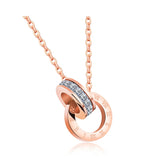 18ct gold plated with Moissanite diamond Double Circle Love Roman Numerals Pendant Necklace Rose Gold