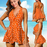 Women Plus Size Tankini Swimsuit Dot Printed Swimwear Plus Size Two Piece Bathing Suit New Women's Swimdress Beachwear 5XL