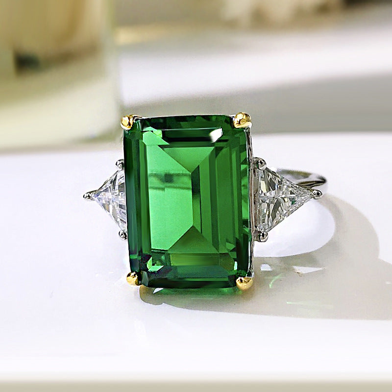 Luxury Ring 925 Sterling Silver Emerald Cut 10*14 MM Emerald Created Moissanite Engagement Luxury Ring For Women Fine Jewelry Gift