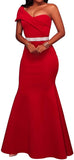 Women's Sexy Off The Shoulder Oversized Bow Applique Evening Gown Party Maxi Dress