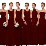 Beauty Emily Burgundy Chiffon Bridesmaid Dresses Long for Women Plus Size A-Line Sleeveless Wedding Party Prom Dresses