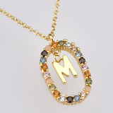 925 Sterling Silver Gold Letters A - Z  Initial M S C K Alphabet Pendente Long Chain Necklace Say My Name Fine Jewelry