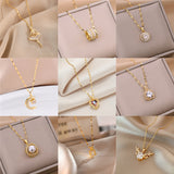 Crystal Pendant Clavicle Chain Necklace For Women Korean Fashion Stainless Steel Jewelry Female Wedding Accessories