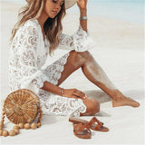 Women Lace Floral Beach Cover Up Summer Beachwear